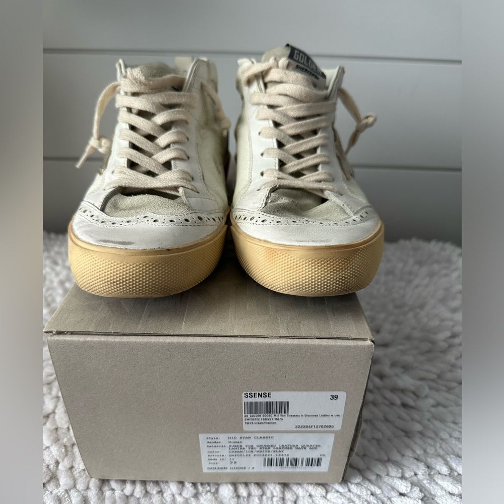 Golden Goose Mid Star Off White Sneakers Leopard Fur Heel - Picture 4 of 14